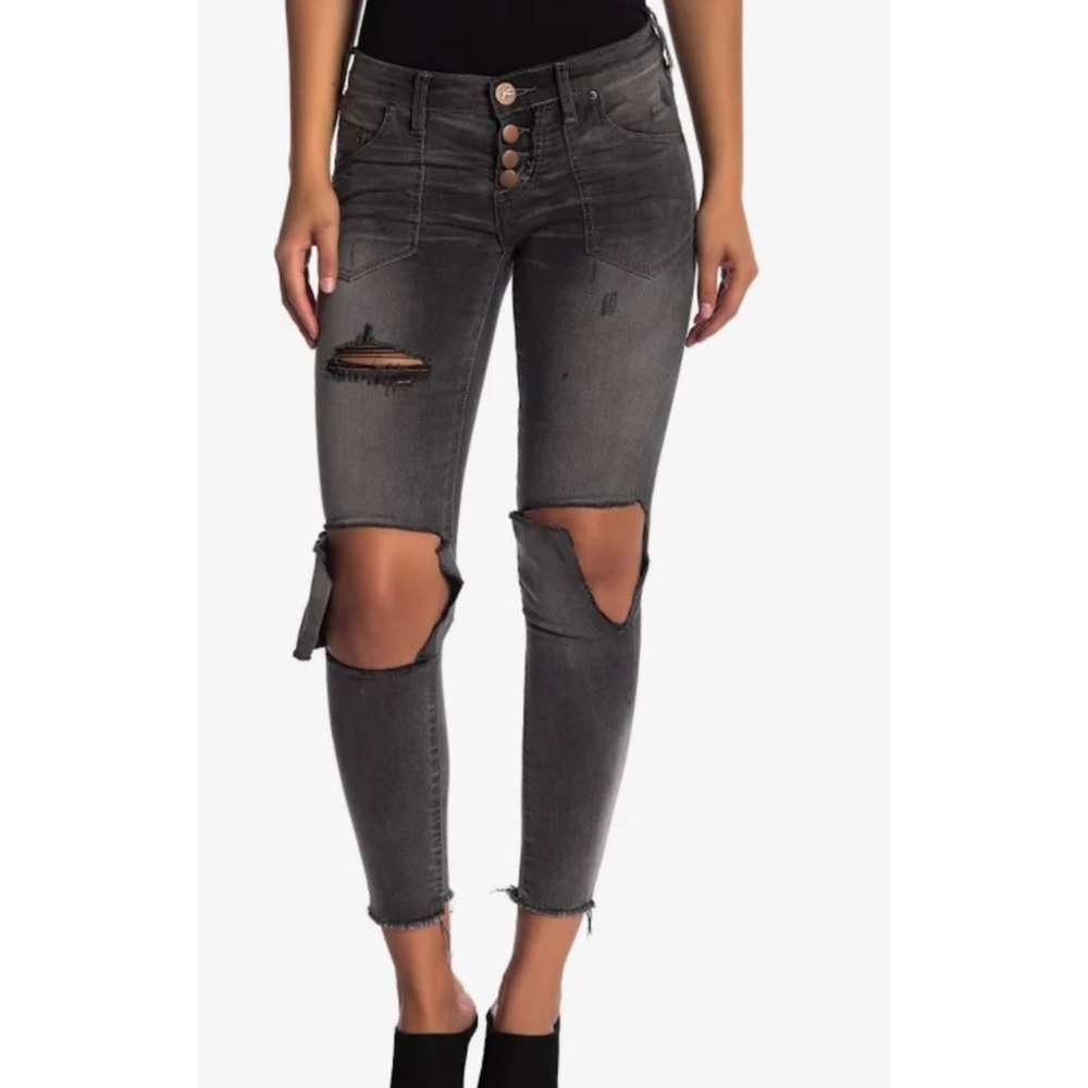 One Teaspoon Freebirds Grey Ripped Jeans Size 24